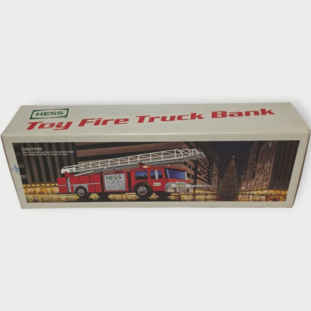 NEW Hess Toy Fire Truck Bank 1986 Red‎ White Original Gas & Oil Theme HONG KONG